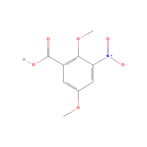 2,5-DIMETHOXY-3-NITROBENZOIC ACID (CAS: 17894-26-7) - Chemical Structure and Molecular Formula 