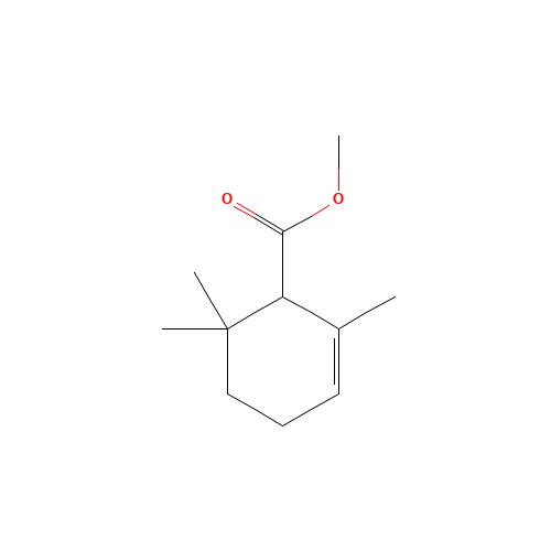 methyl 2,6,6-trimethylcyclohex-2-ene-1-carboxylate (CAS: 28043-10-9) - Chemical Structure and Molecular Formula 