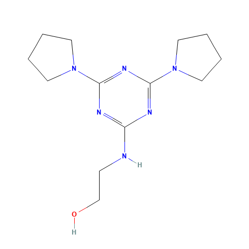 2-((4,6-Di-1-pyrrolidinyl-1,3,5-triazin-2-yl)amino)ethanol (CAS: 401605-51-4) - Chemical Structure and Molecular Formula 