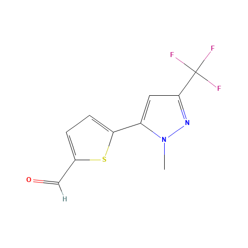 2-[1-METHYL-3-(TRIFLUOROMETHYL)PYRAZOL-5-YL]-THIOPHENE-5-CARBOXALDEHYDE (CAS: 175202-94-5) - Chemical Structure and Molecular Formula 