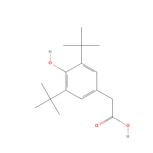 3,5-DI-TERT-BUTYL-4-HYDROXYPHENYLACETIC ACID (CAS: 1611-03-6) - Chemical Structure and Molecular Formula 