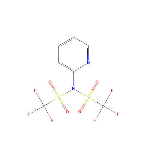 2-[N,N-BIS(TRIFLUOROMETHYLSULFONYL)AMINO]PYRIDINE (CAS: 145100-50-1) - Chemical Structure and Molecular Formula 