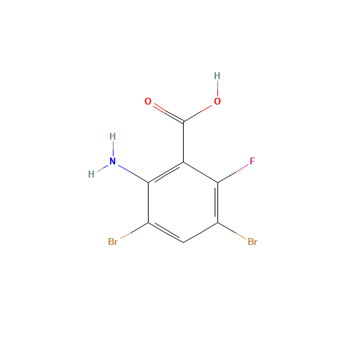 2-AMINO-3,5-DIBROMO-6-FLUOROBENZOIC ACID (CAS: 175135-10-1) - Chemical Structure and Molecular Formula 