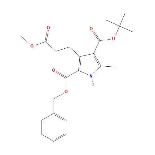 2-BENZYL 4-(TERT-BUTYL) 3-(3-METHOXY-3-OXOPROPYL)-5-METHYL-1H-PYRROLE-2,4-DICARBOXYLATE (CAS: 53365-80-3) - Chemical Structure and Molecular Formula 