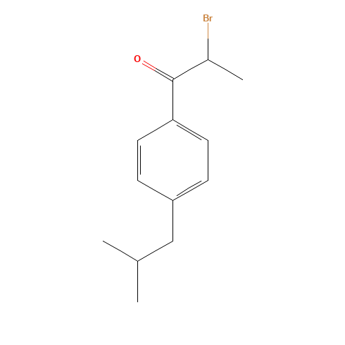 2-BROMO-1-(4-ISOBUTYLPHENYL)PROPAN-1-ONE (CAS: 80336-64-7) - Chemical Structure and Molecular Formula 