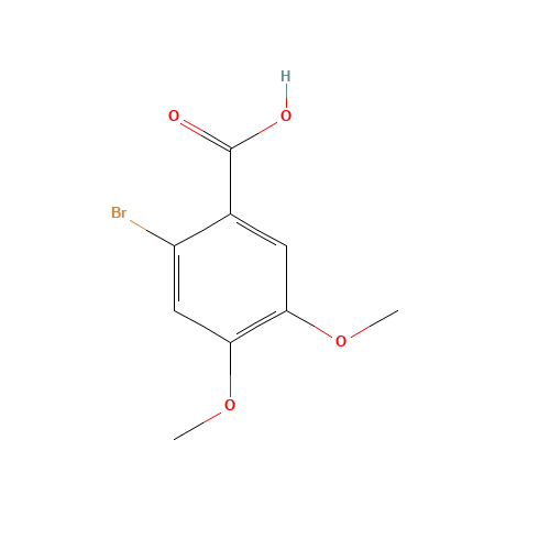 2-BROMO-4,5-DIMETHOXYBENZOIC ACID (CAS: 6286-46-0) - Chemical Structure and Molecular Formula 