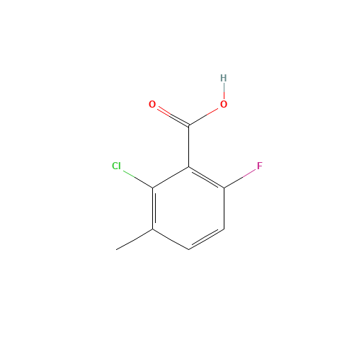 2-CHLORO-6-FLUORO-3-METHYLBENZOIC ACID (CAS: 32890-89-4) - Chemical Structure and Molecular Formula 
