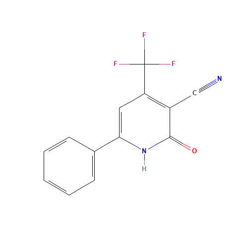 2-OXO-6-PHENYL-4-(TRIFLUOROMETHYL)-1,2-DIHYDRO-3-PYRIDINECARBONITRILE (CAS: 3335-44-2) - Chemical Structure and Molecular Formula 