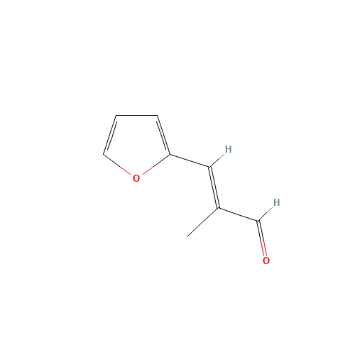 2-METHYL-3-(2-FURYL)PROPENAL (CAS: 874-66-8) - Chemical Structure and Molecular Formula 
