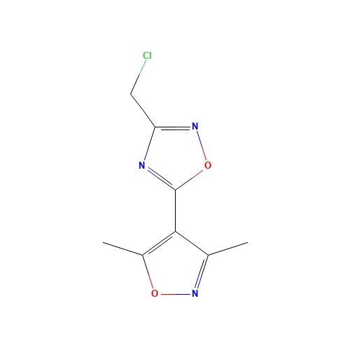 3-(CHLOROMETHYL)-5-(3,5-DIMETHYLISOXAZOL-4-YL)-1,2,4-OXADIAZOLE (CAS: 175205-42-2) - Chemical Structure and Molecular Formula 