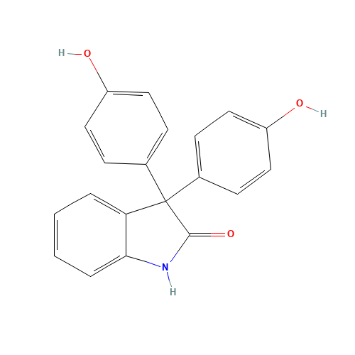 3,3-BIS(P-HYDROXYPHENYL)OXINDOLE (CAS: 125-13-3) - Chemical Structure and Molecular Formula 