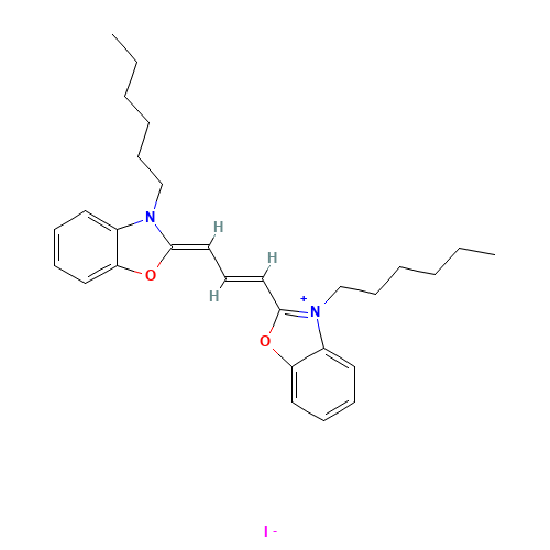 3,3'-DIHEXYLOXACARBOCYANINE IODIDE (CAS: 53213-82-4) - Chemical Structure and Molecular Formula 