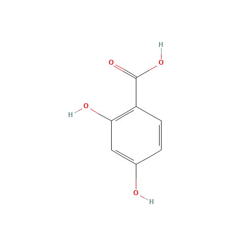 2,4-Dihydroxybenzoic acid (CAS: 89-86-1) - Chemical Structure and Molecular Formula 