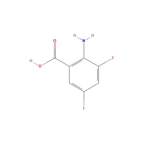 2-AMINO-3,5-DIIODOBENZOIC ACID (CAS: 609-86-9) - Chemical Structure and Molecular Formula 