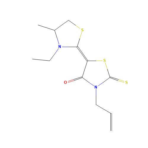 3-ALLYL-5-(3-ETHYL-4-METHYL-2-THIAZOLINYLIDENE)RHODANINE (CAS: 203785-75-5) - Chemical Structure and Molecular Formula 