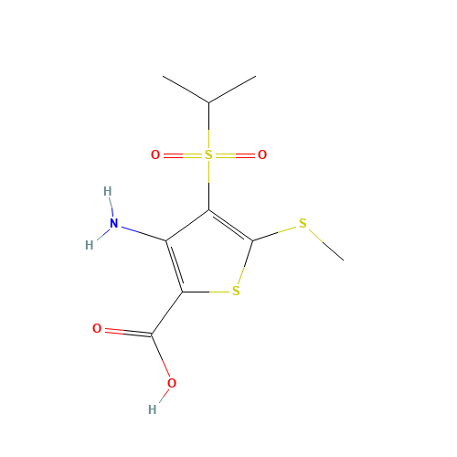3-AMINO-4-(ISOPROPYLSULFONYL)-5-(METHYLTHIO)THIOPHENE-2-CARBOXYLIC ACID (CAS: 175202-08-1) - Related Chemical Product