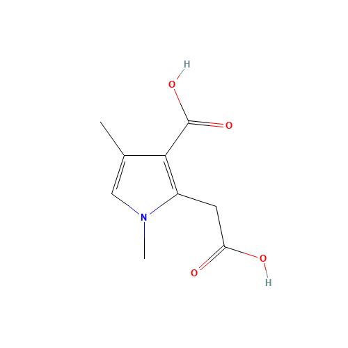 3-CARBOXY-1,4-DIMETHYL-1H-PYRROLE-2-ACETIC ACID (CAS: 33369-45-8) - Chemical Structure and Molecular Formula 