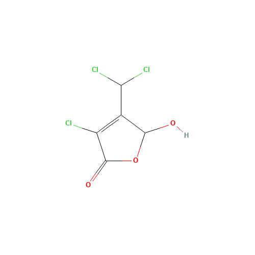 3-CHLORO-4-(DICHLOROMETHYL)-5-HYDROXY-2(5H)-FURANONE (CAS: 77439-76-0) - Chemical Structure and Molecular Formula 