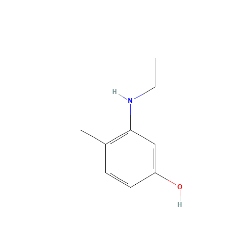 3-Ethylamino-4-methylphenol (CAS: 120-37-6) - Chemical Structure and Molecular Formula 