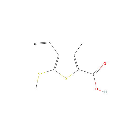 3-METHYL-5-(METHYLTHIO)-4-VINYLTHIOPHENE-2-CARBOXYLIC ACID (CAS: 175202-63-8) - Chemical Structure and Molecular Formula 