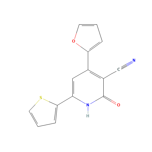4-(2-FURYL)-2-OXO-6-(2-THIENYL)-1,2-DIHYDRO-3-PYRIDINECARBONITRILE (CAS: 81682-91-9) - Chemical Structure and Molecular Formula 