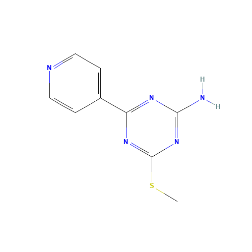 4-(METHYLTHIO)-6-(4-PYRIDYL)-1,3,5-TRIAZIN-2-AMINE (CAS: 175204-63-4) - Chemical Structure and Molecular Formula 