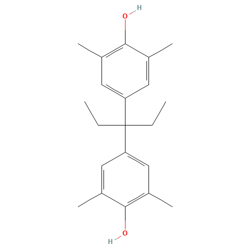 4-[1-ETHYL-1-(4-HYDROXY-3,5-DIMETHYLPHENYL)PROPYL]-2,6-DIMETHYLPHENOL (CAS: 13044-18-3) - Chemical Structure and Molecular Formula 
