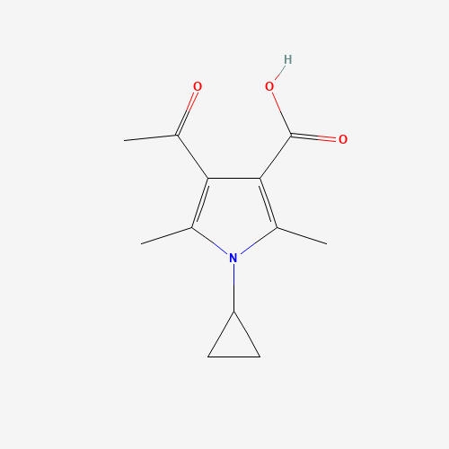 4-ACETYL-1-CYCLOPROPYL-2,5-DIMETHYL-1H-PYRROLE-3-CARBOXYLIC ACID chemical structure 4-ACETYL-1-CYCLOPROPYL-2,5-DIMETHYL-1H-PYRROLE-3-CARBOXYLIC ACID (CAS: 423769-78-2) - Chemical Structure and Molecular Formula