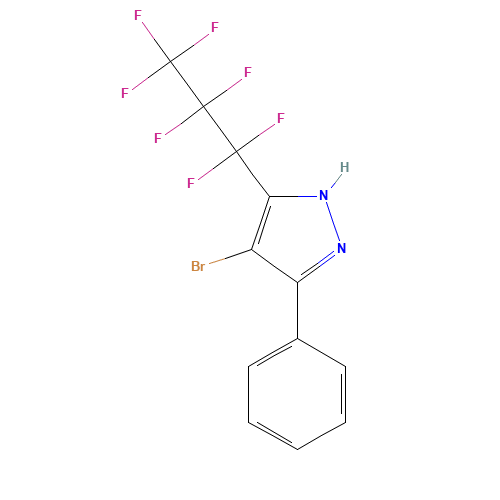 4-BROMO-3-(HEPTAFLUOROPROP-1-YL)-5-(PHENYL)PYRAZOLE (CAS: 82633-52-1) - Chemical Structure and Molecular Formula 