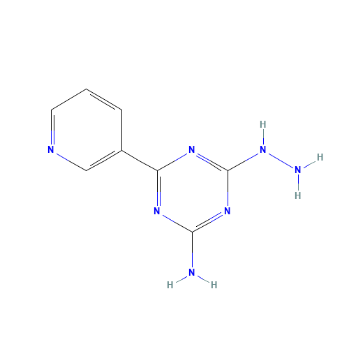 4-HYDRAZINO-6-(3-PYRIDYL)-1,3,5-TRIAZIN-2-AMINE (CAS: 175204-70-3) - Chemical Structure and Molecular Formula 