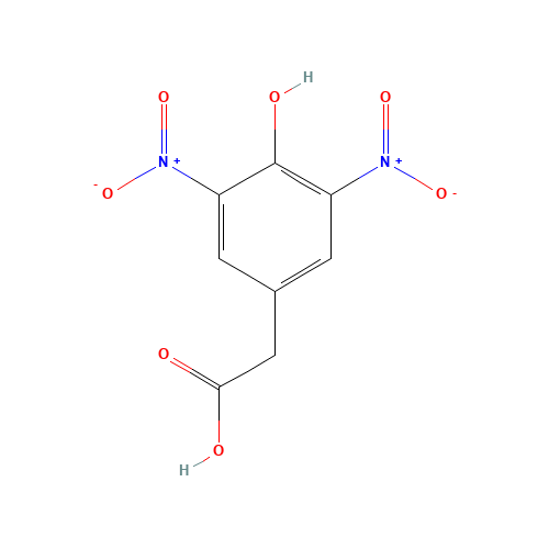 3,5-DINITRO-4-HYDROXYPHENYLACETIC ACID (CAS: 10463-37-3) - Chemical Structure and Molecular Formula 