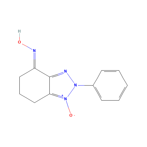 4-HYDROXYIMINO-2-PHENYL-4,5,6,7-TETRAHYDRO-2H-1,2,3-BENZOTRIAZOL-1-IUM-1-OLATE (CAS: 175136-50-2) - Chemical Structure and Molecular Formula 