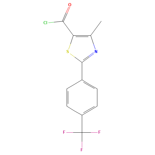 4-METHYL-2-[4-(TRIFLUOROMETHYL)PHENYL]-1,3-THIAZOLE-5-CARBONYL CHLORIDE (CAS: 477291-09-1) - Chemical Structure and Molecular Formula 