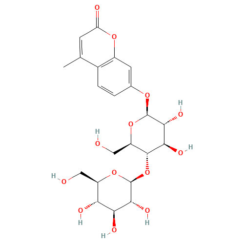 4-METHYLUMBELLIFERYL-BETA-D-CELLOBIOPYRANOSIDE (CAS: 72626-61-0) - Chemical Structure and Molecular Formula 