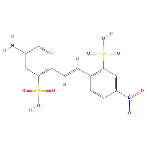 4-Nitro-4'-aminostilbene-2,2'-disulfonic acid (CAS: 119-72-2) - Chemical Structure and Molecular Formula 