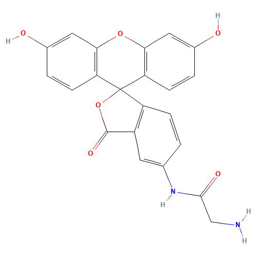 5-(Aminoacetamido)fluorescein(fluoresceinylglycineamide) (CAS: 136091-82-2) - Chemical Structure and Molecular Formula 