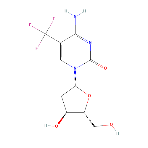 5-(TRIFLUOROMETHYL)-2'-DEOXYCYTIDINE (CAS: 66384-66-5) - Chemical Structure and Molecular Formula 