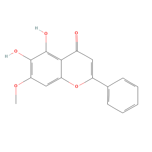5,6-DIHYDROXY-7-METHOXYFLAVONE (CAS: 29550-13-8) - Chemical Structure and Molecular Formula 