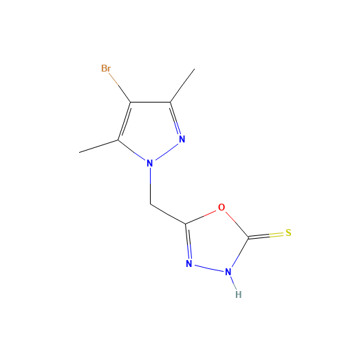 5-[(4-BROMO-3,5-DIMETHYL-1H-PYRAZOL-1-YL)METHYL]-1,3,4-OXADIAZOLE-2-THIOL (CAS: 175202-84-3) - Related Chemical Product
