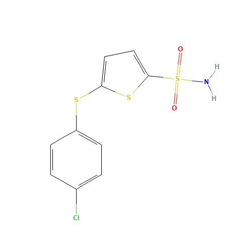 5-[(4-CHLOROPHENYL)THIO]THIOPHENE-2-SULFONAMIDE (CAS: 63031-81-2) - Chemical Structure and Molecular Formula 
