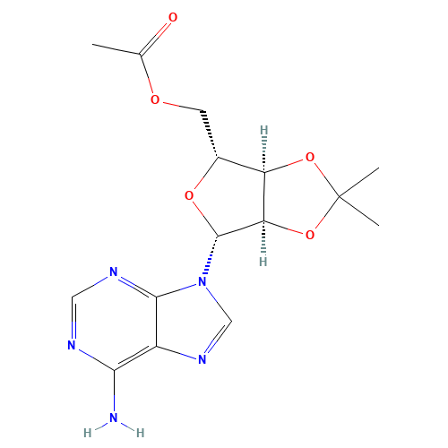 5'-ACETYL-2',3'-ISOPROPYLIDENEADENOSINE (CAS: 15888-38-7) - Chemical Structure and Molecular Formula 