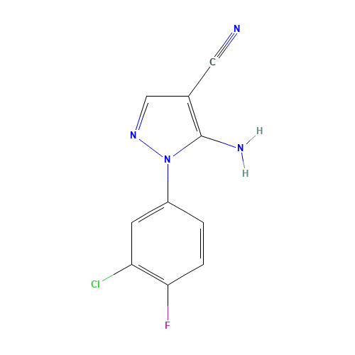 5-AMINO-1-(3-CHLORO-4-FLUOROPHENYL)-4-CYANOPYRAZOLE (CAS: 175135-53-2) - Chemical Structure and Molecular Formula 