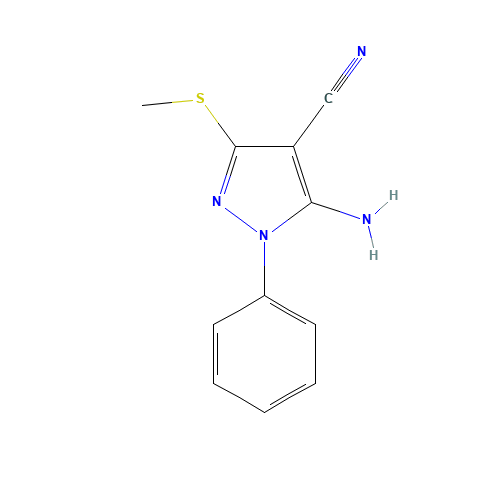5-AMINO-3-(METHYLTHIO)-1-PHENYL-1H-PYRAZOLE-4-CARBONITRILE (CAS: 59334-11-1) - Chemical Structure and Molecular Formula 