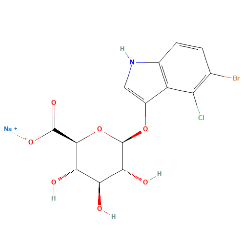 5-Bromo-4-chloro-3-indolyl-beta-D-glucuronide sodium salt (CAS: 129541-41-9) - Chemical Structure and Molecular Formula 