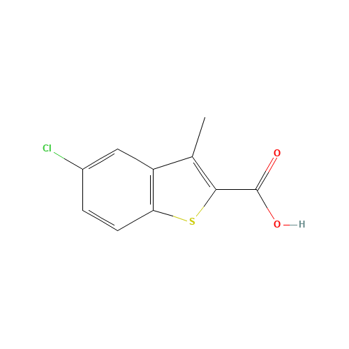 5-CHLORO-3-METHYL-1-BENZOTHIOPHENE-2-CARBOXYLIC ACID (CAS: 50451-84-8) - Chemical Structure and Molecular Formula 