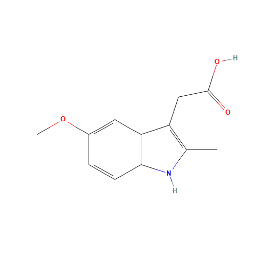 5-METHOXY-2-METHYL-3-INDOLEACETIC ACID (CAS: 2882-15-7) - Chemical Structure and Molecular Formula 