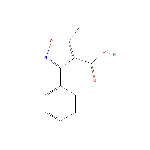 5-Methyl-3-phenylisoxazole-4-carboxylic acid (CAS: 1136-45-4) - Chemical Structure and Molecular Formula 
