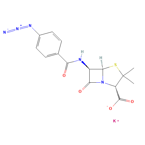 6-(P-AZIDOBENZAMIDO)-3,3-DIMETHYL-7-OXO-4-THIA-1-AZABICYCLO[3.2.0]HEPTANE-2-CARBOXYLIC ACID,MONOPOTASSIUM SALT (CAS: 3381-71-3) - Related Chemical Product