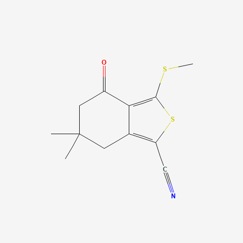 6,6-DIMETHYL-3-(METHYLTHIO)-4-OXO-4,5,6,7-TETRAHYDROBENZO[C]THIOPHENE-1-CARBONITRILE (CAS: 175202-50-3) - Chemical Structure and Molecular Formula 