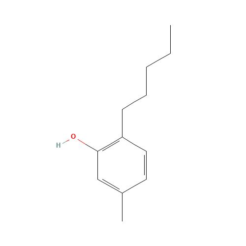 5-METHYL-2-N-PENTYLPHENOL (CAS: 1300-94-3) - Chemical Structure and Molecular Formula 